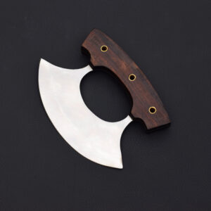 Handcrafted Ulu Knife – Full Tang Stainless Steel Blade with Wooden Handle