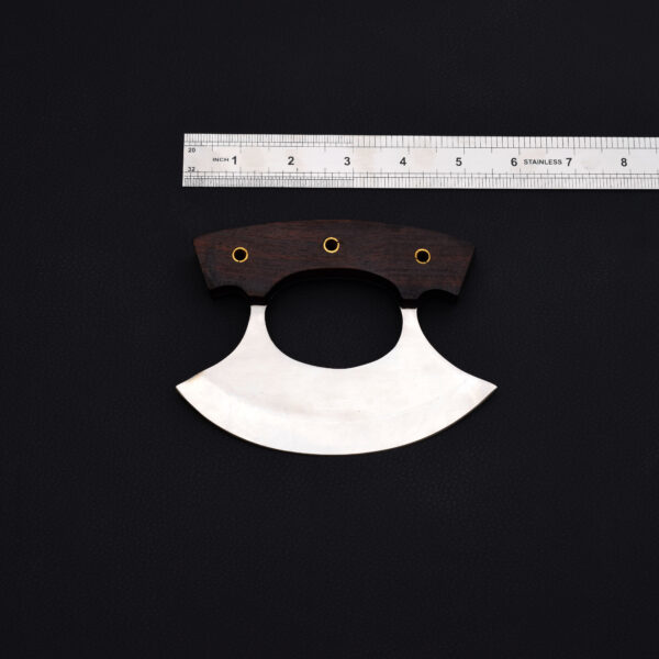 Handcrafted Ulu Knife with Wooden Handle - Image 2