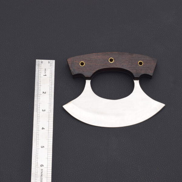 Handcrafted Ulu Knife with Wooden Handle - Image 3
