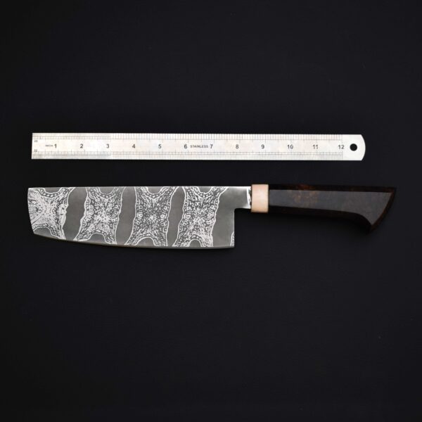 Hand-Forged Damascus Nakiri Knife with Leather Sheath – Professional Japanese-Style Vegetable Cleaver