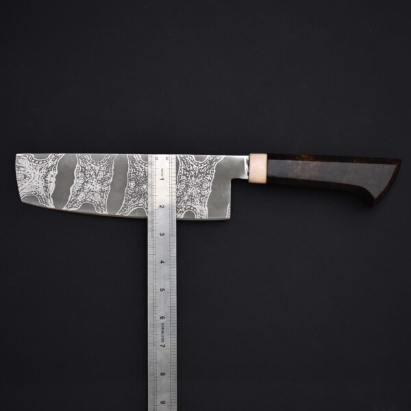 Hand-Forged Damascus Nakiri Knife with Leather Sheath – Professional Japanese-Style Vegetable Cleaver