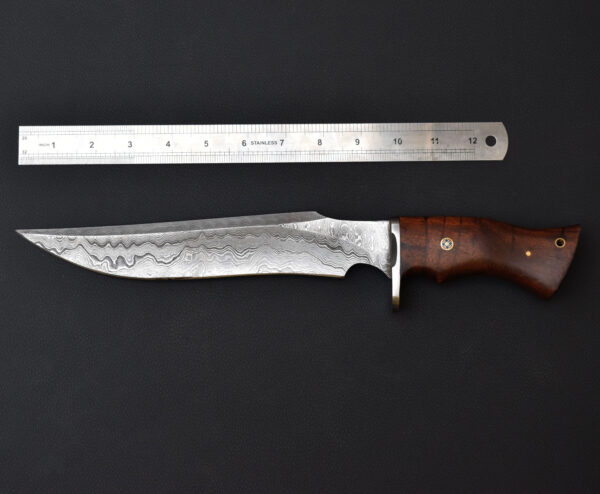 Premium Handmade Damascus Steel Bowie Knife with Leather Sheath – Full Tang Hunting & Survival Knife