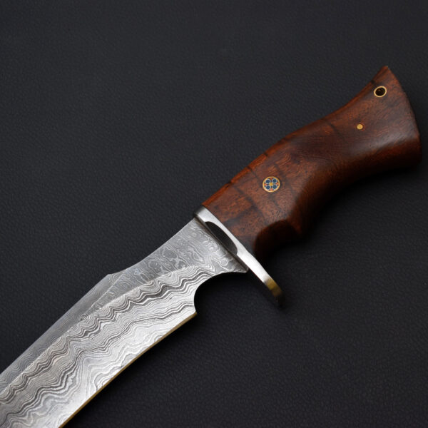 Premium Handmade Damascus Steel Bowie Knife with Leather Sheath – Full Tang Hunting & Survival Knife