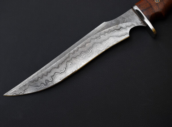 Premium Handmade Damascus Steel Bowie Knife with Leather Sheath – Full Tang Hunting & Survival Knife